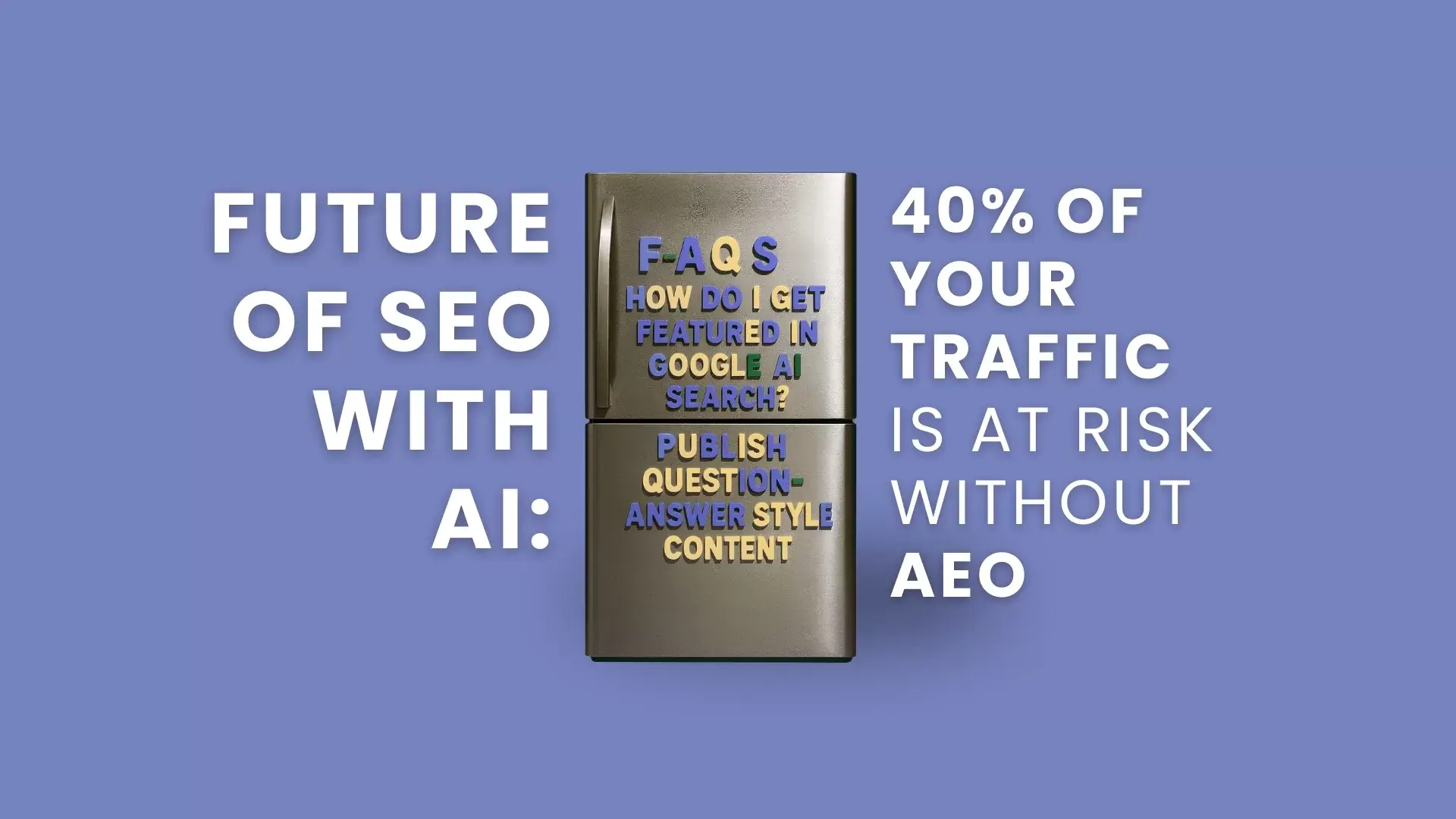 Future of SEO with AI warning 40 percent website traffic at risk without Answer Engine Optimization.